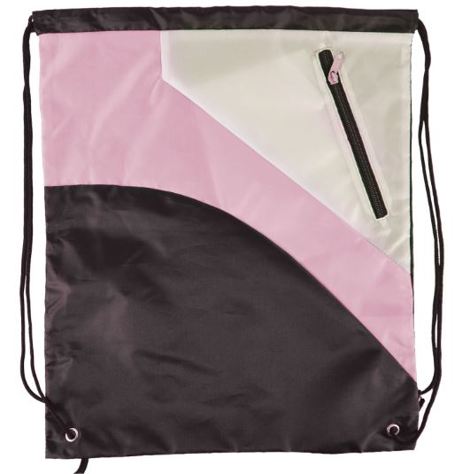 Custom Tri Color Premium Drawstring Bag with Zipper Pocket - 7