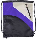 Custom Tri Color Premium Drawstring Bag with Zipper Pocket - 8