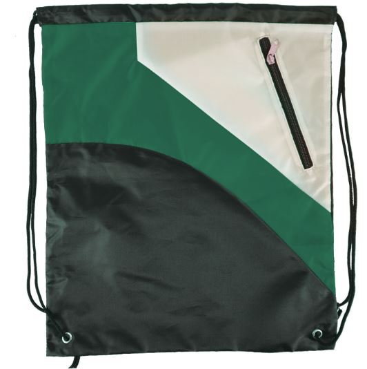 Custom Tri Color Premium Drawstring Bag with Zipper Pocket - 9