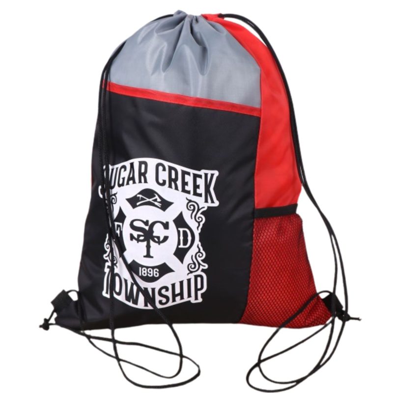 Custom Tri Color Side Mesh Bottle Holder Drawstring Backpack (13" x 17") - 2