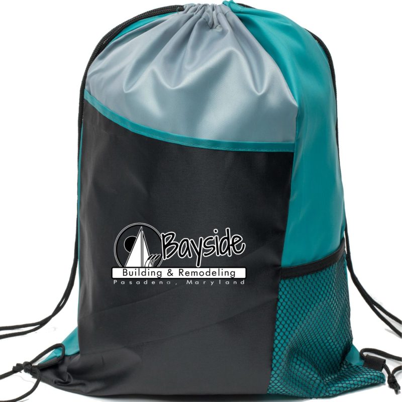 Custom Tri Color Side Mesh Bottle Holder Drawstring Backpack (13" x 17") - 6