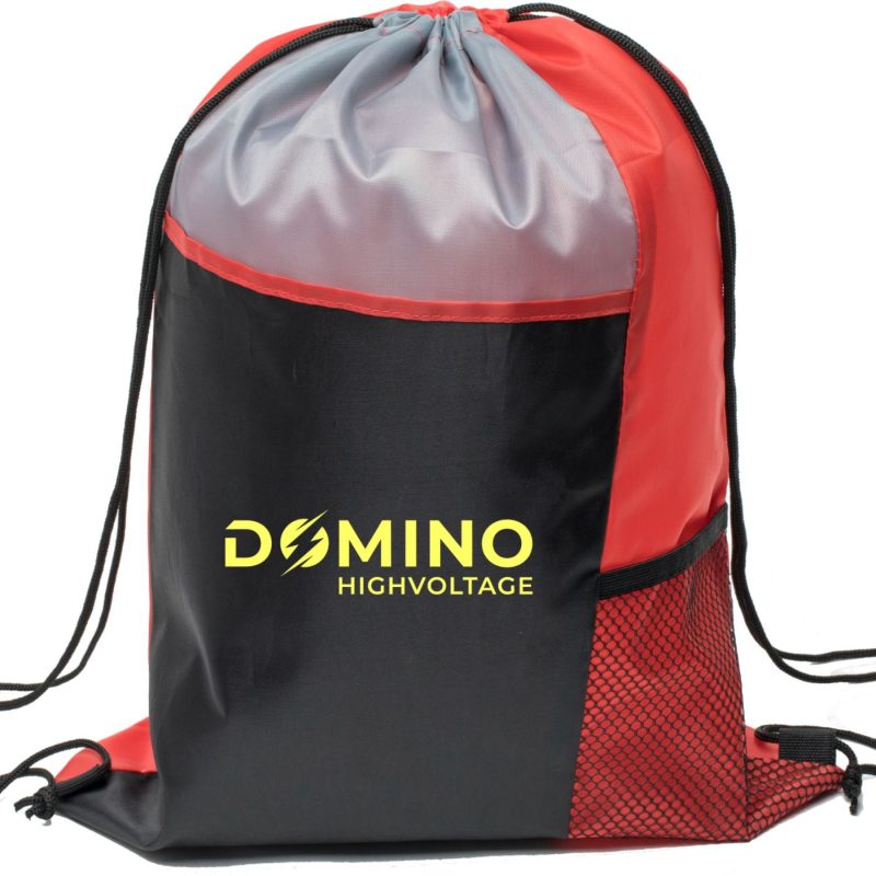 Custom Tri Color Side Mesh Bottle Holder Drawstring Backpack (13" x 17") - 7