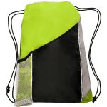 Custom Two Color Drawstring Backpacks with Side Bottle Mesh Pockets (13" x 17.75") - 1
