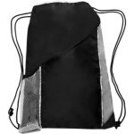 Custom Two Color Drawstring Backpacks with Side Bottle Mesh Pockets (13" x 17.75") - 3