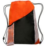 Custom Two Color Drawstring Backpacks with Side Bottle Mesh Pockets (13" x 17.75") - 4