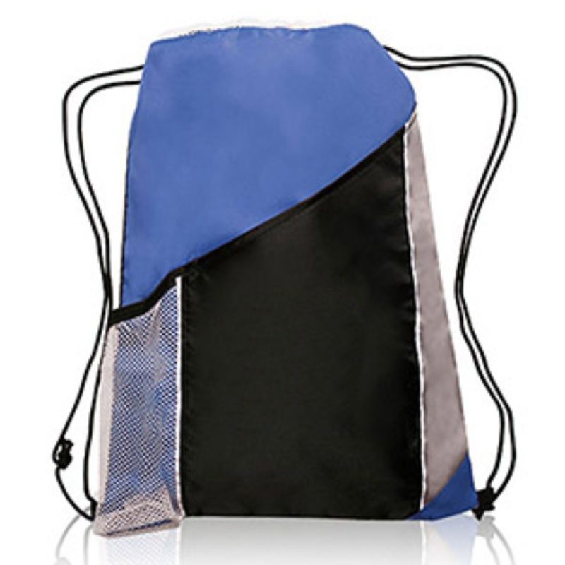 Custom Two Color Drawstring Backpacks with Side Bottle Mesh Pockets (13" x 17.75") - 5