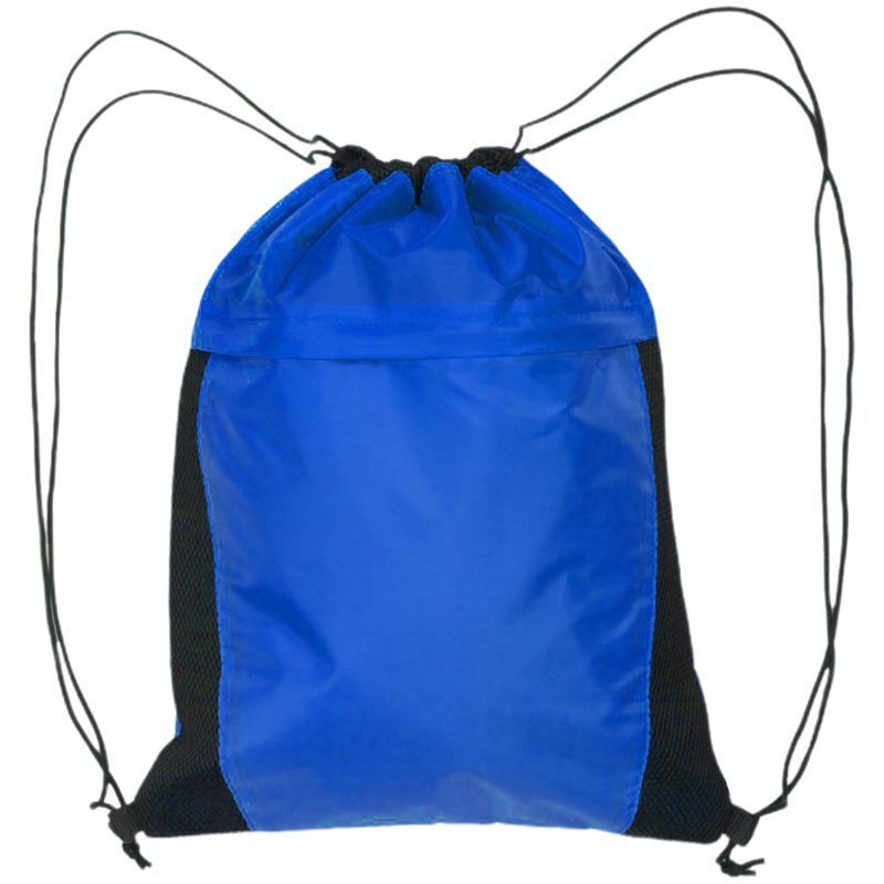 Custom Two Color Drawstring Side Mesh Accents Backpacks - 2