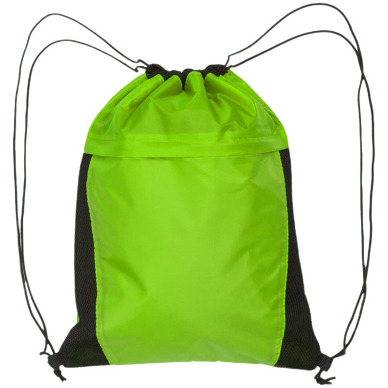 Custom Two Color Drawstring Side Mesh Accents Backpacks - 3
