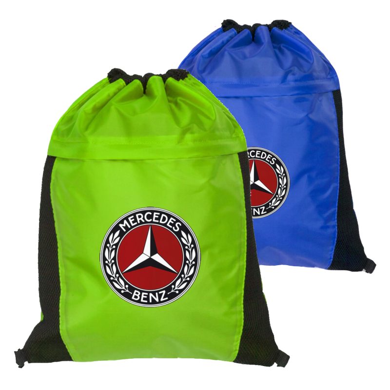 Custom Two Color Drawstring Side Mesh Accents Backpacks - 4