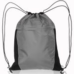 Custom Two Color Drawstring Side Mesh Accents Backpacks - 5