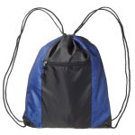 Custom Two Color Front Zipper Pocket Drawstring Backpacks - 1