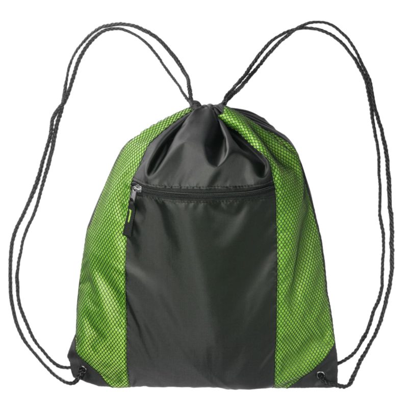 Custom Two Color Front Zipper Pocket Drawstring Backpacks - 3