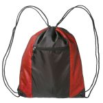 Custom Two Color Front Zipper Pocket Drawstring Backpacks - 4