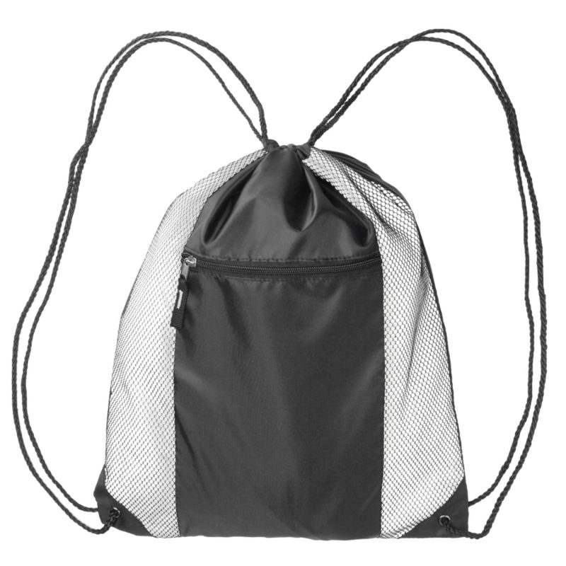 Custom Two Color Front Zipper Pocket Drawstring Backpacks - 5