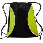 Custom Two Color Mesh Drawstring Side Zipper Backpacks - 2