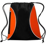 Custom Two Color Mesh Drawstring Side Zipper Backpacks - 3