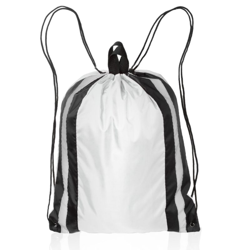 Custom Two Color Reflector Side Strips Drawstring Backpacks - 1