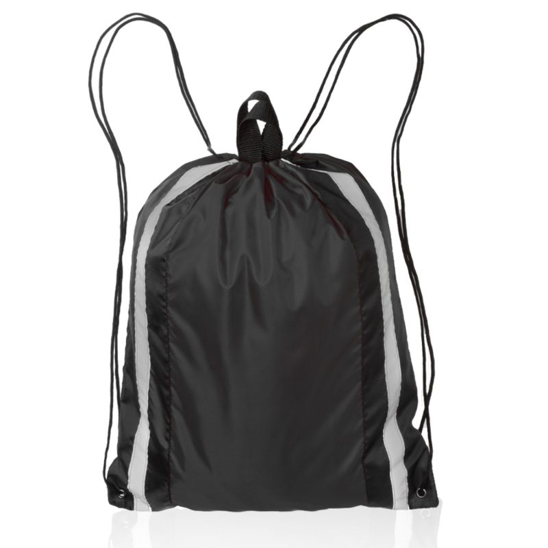 Custom Two Color Reflector Side Strips Drawstring Backpacks - 2