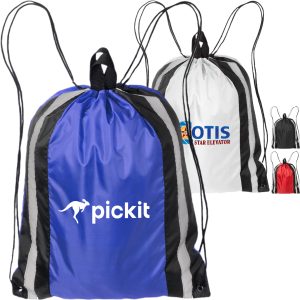 Custom Two Color Reflector Side Strips Drawstring Backpacks