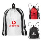 Custom Two Color Reflector Side Strips Drawstring Backpacks - 9