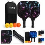 Custom Two Paddle Fiberglass Pickleball Set With Backpack And Balls Imprintable Club Gift