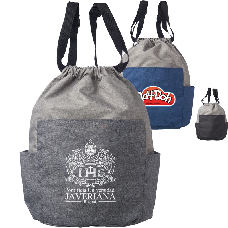 Custom Two Side Pockets Drawstring Backpacks (9.45" x 16.5")
