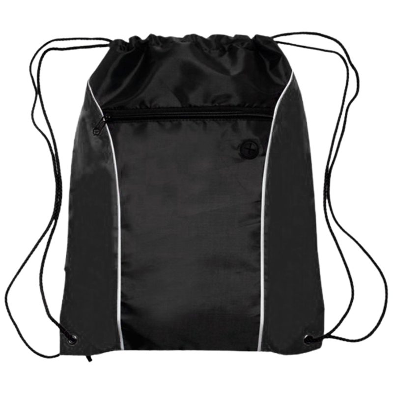 Custom Two Tone Front Pocket w/ Earphone Outlet Drawstring Backpacks - 1