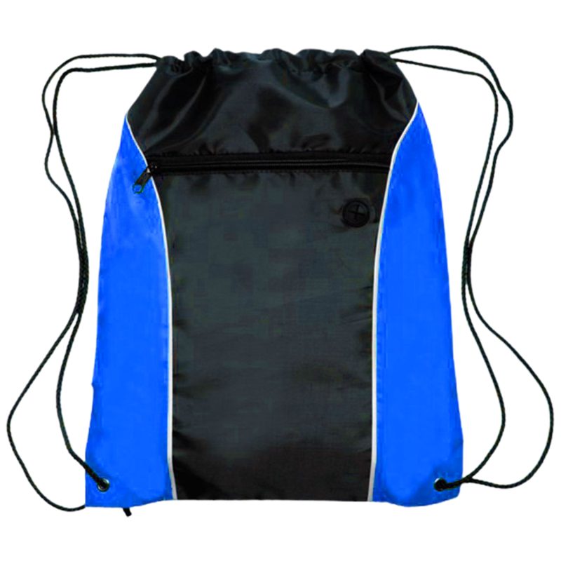Custom Two Tone Front Pocket w/ Earphone Outlet Drawstring Backpacks - 2