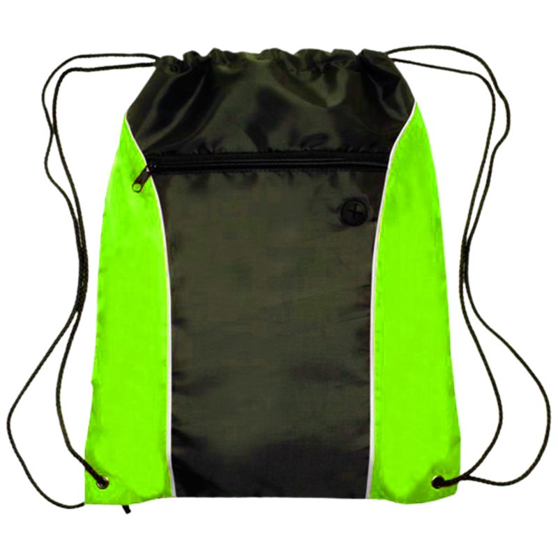 Custom Two Tone Front Pocket w/ Earphone Outlet Drawstring Backpacks - 3