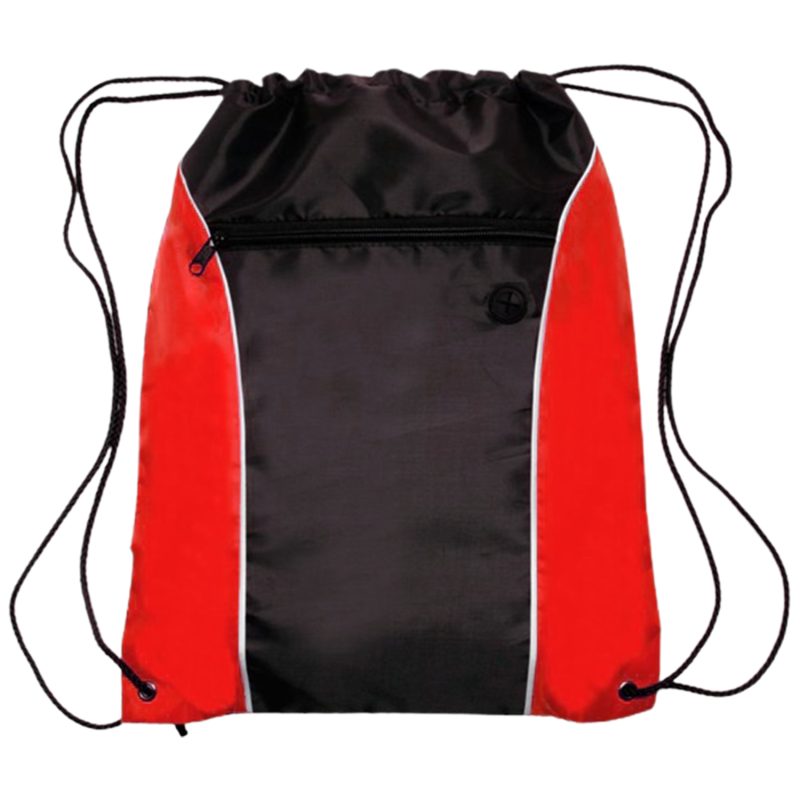 Custom Two Tone Front Pocket w/ Earphone Outlet Drawstring Backpacks - 4