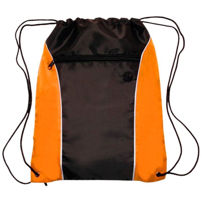 Custom Two Tone Front Pocket w/ Earphone Outlet Drawstring Backpacks - 6