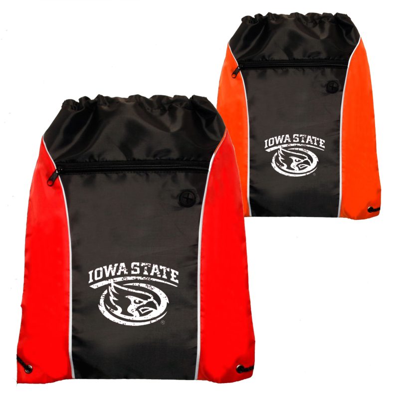 Custom Two Tone Front Pocket w/ Earphone Outlet Drawstring Backpacks - 8