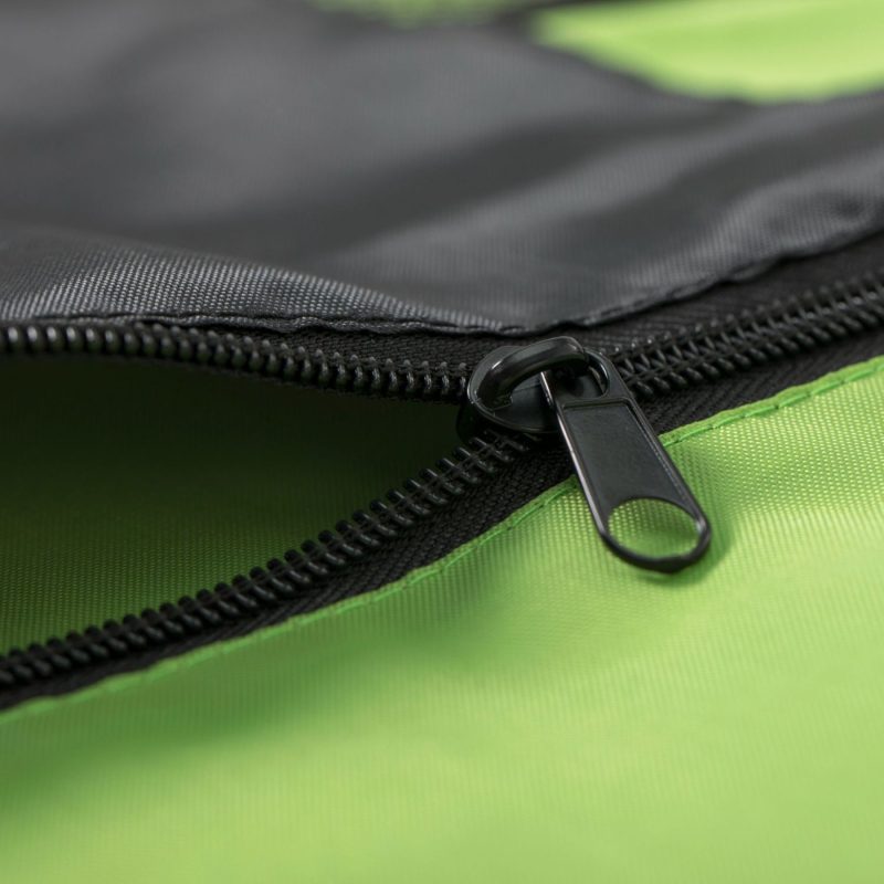 Custom Two-Tone Front Zipper Drawstring Bag with Side Mesh Pocket and Earphone Slot (14" x 18") - 4