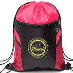 Custom Two-Tone Front Zipper Drawstring Bag with Side Mesh Pocket and Earphone Slot (14" x 18") - 8