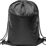 Custom Two-Tone Front Zipper Drawstring Bag with Side Mesh Pocket and Earphone Slot (14" x 18") - 9