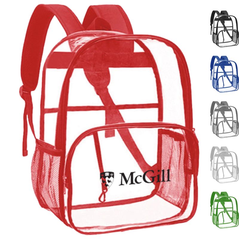Custom Water-Resistant Heavy Duty Clear PVC Transparent Backpack (16.1"x12.6"x5.5")