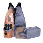 Custom Waterproof Mesh Drawstring Swim Backpack With Wet Pocket Toiletry Bag Set - 1