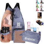 Custom Waterproof Mesh Drawstring Swim Backpack With Wet Pocket Toiletry Bag Set