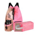 Custom Waterproof Mesh Drawstring Swim Backpack With Wet Pocket Toiletry Bag Set - 7