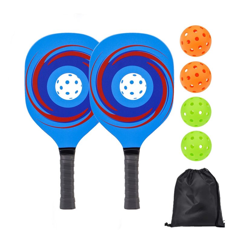 Custom Woodden Pickleball Set w/ Drawstring Bag - 4