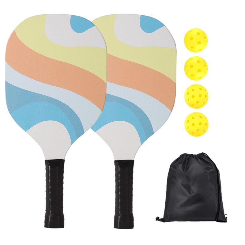 Custom Wooden Pickleball Paddle and Ball Set in a Drawstring Bag
