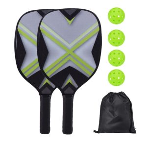 Custom Wooden Pickleball Racket Paddle & Ball Set w/ Drawstring Bag