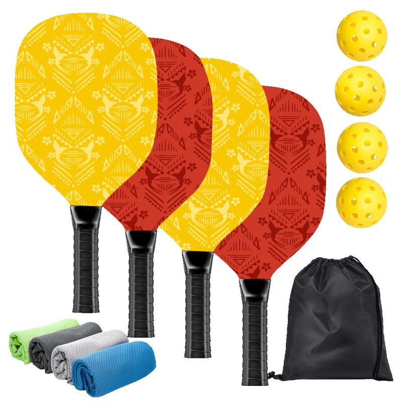 Custom Wooden Pickleball Set w/ Drawstring Bag & Coolmax Towel - 1