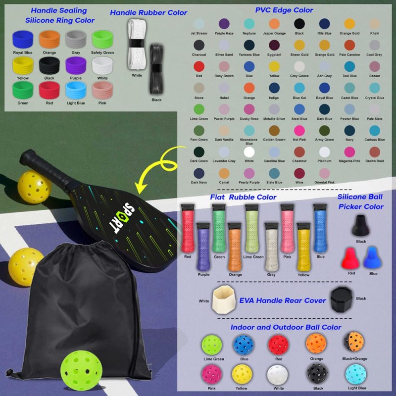 Custom Wooden Pickleball Set w/ Drawstring Bag - 2